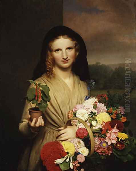 The Flower Girl Oil Painting by Charles Cromwell Ingham