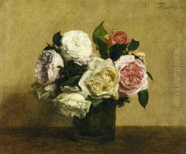 Roses 4 Oil Painting by Ignace Henri Jean Fantin-Latour