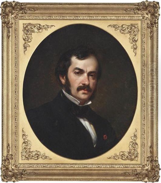 Labbe 
 Portrait Of A Gentleman Oil Painting by Emile Charles Labbe