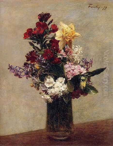 Spring Flowers I Oil Painting by Ignace Henri Jean Fantin-Latour