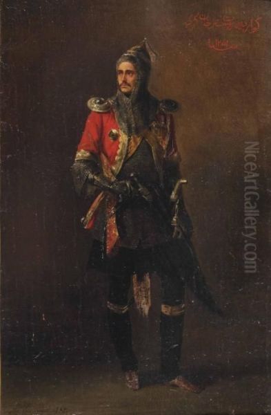 An Officer Of The Guard Caucasion-mountaineer Half Squadron Oil Painting by Adolphe Ladurner