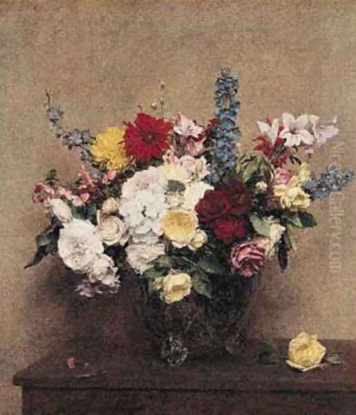 The Rosy Wealth of June Oil Painting by Ignace Henri Jean Fantin-Latour