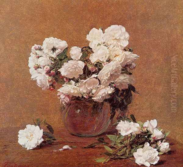 Roses II Oil Painting by Ignace Henri Jean Fantin-Latour