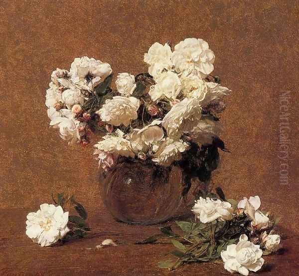 Roses Aime Vieberg Oil Painting by Ignace Henri Jean Fantin-Latour