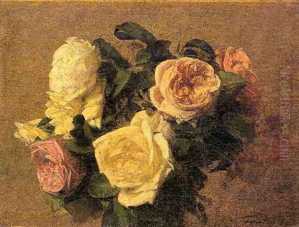 Roses XIII Oil Painting by Ignace Henri Jean Fantin-Latour