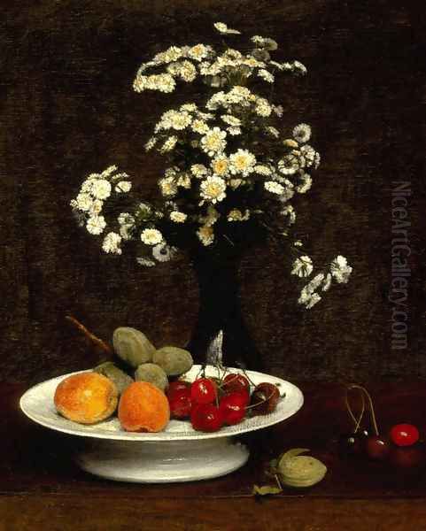 Still Life with Flowers Oil Painting by Ignace Henri Jean Fantin-Latour