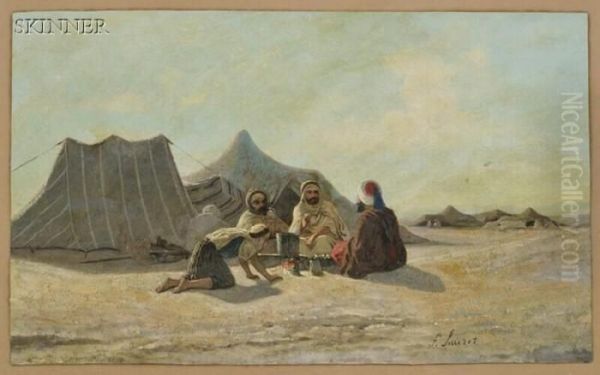 Desert Encampment Oil Painting by Francois Lauret