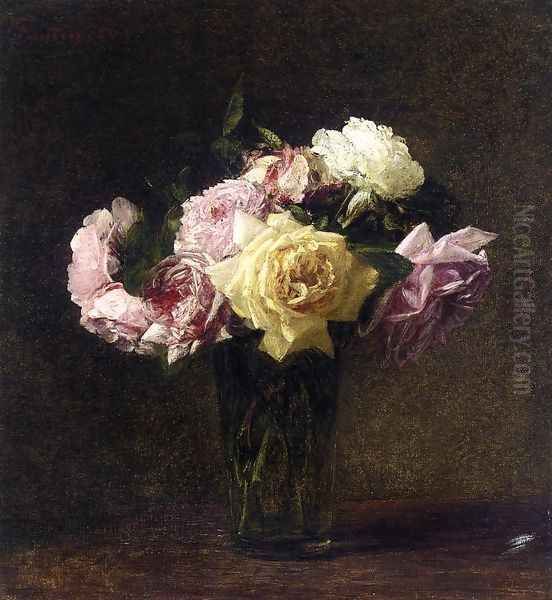 Roses 3 Oil Painting by Ignace Henri Jean Fantin-Latour