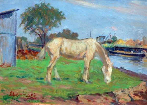 Caballo A Orillas Del Riachuelo Oil Painting by Alfredo Lazzari