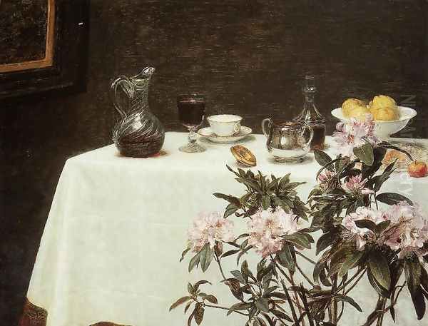 Still Life: Corner Of A Table Oil Painting by Ignace Henri Jean Fantin-Latour