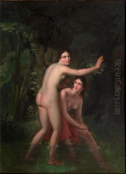 Le Bain Des Nymphes Oil Painting by Jean-Baptiste Lecoeur