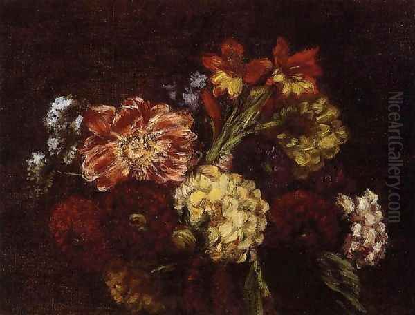 Flowers: Dahlias and Gladiolas Oil Painting by Ignace Henri Jean Fantin-Latour