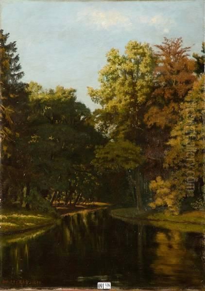 Paysage A La Riviere Oil Painting by Auguste J. Fr. Legras