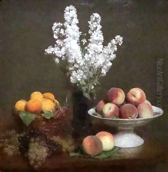 White Rockets and Fruit Oil Painting by Ignace Henri Jean Fantin-Latour