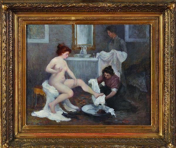 la Sortie Du Bain Oil Painting by Paul Alexis Lerolle