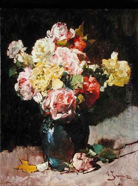 Vase of flowers Oil Painting by Georges Jeannin