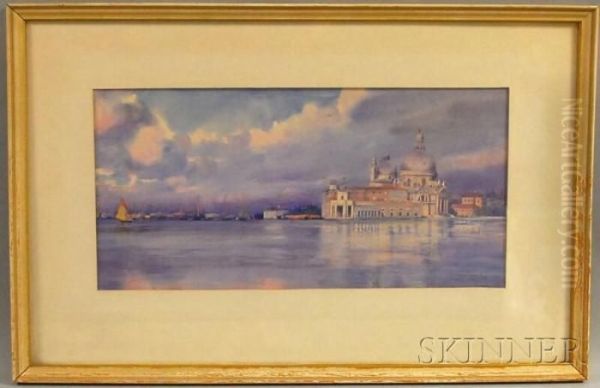 View Of Basilica Di Santa Maria Della Salute From The Water Oil Painting by John Wesley Little