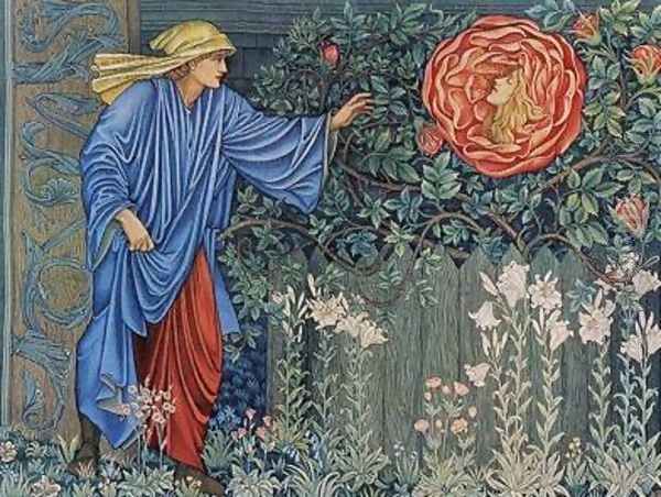 The Pilgrim in the Garden or The Heart of the Rose Oil Painting by Sir Edward Coley Burne-Jones