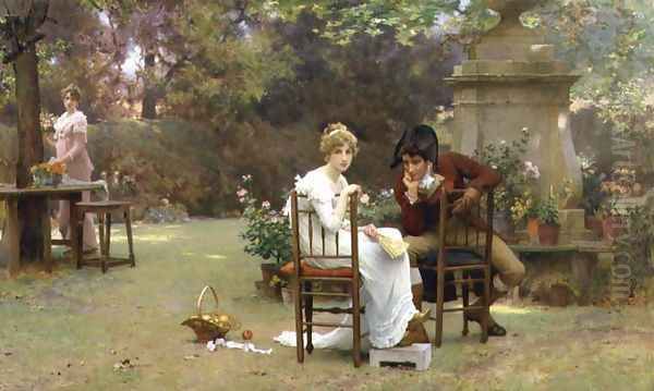 Twos Company, Threes None, 1892 Oil Painting by Marcus Stone