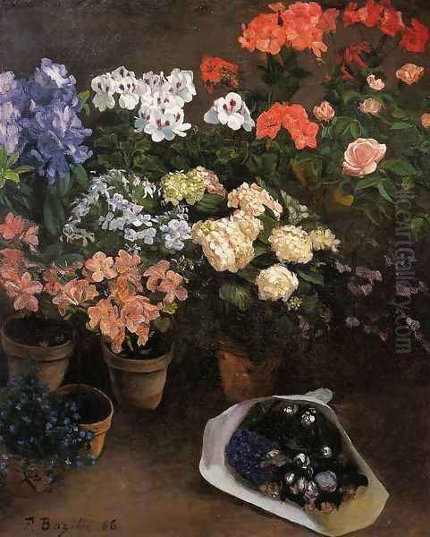 Study of Flowers Oil Painting by Jean Frederic Bazille