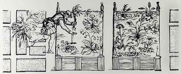 Planting in raised beds from The Gardeners Labyrinth Oil Painting by Thomas Hill