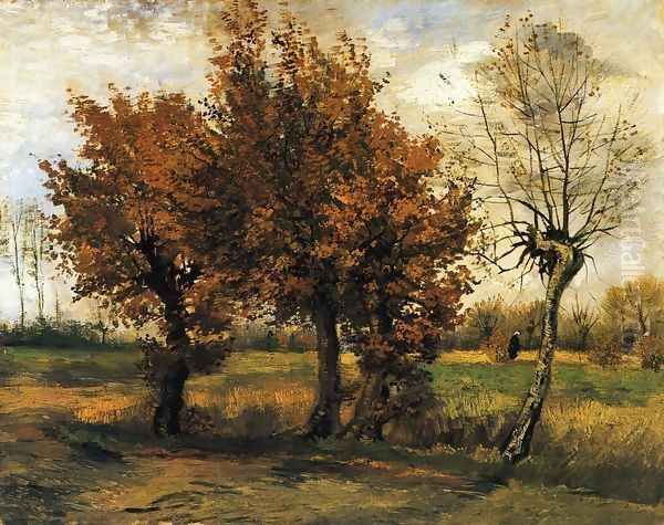 Autumn Landscape with Four Trees Oil Painting by Vincent Van Gogh