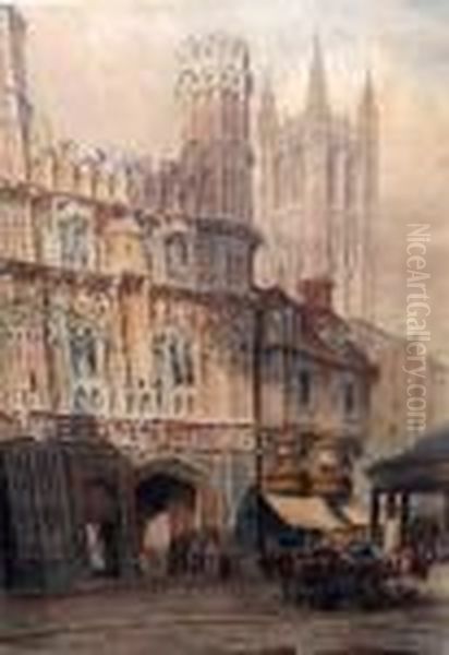 Christchurch Gate Oil Painting by Frederick Mackenzie