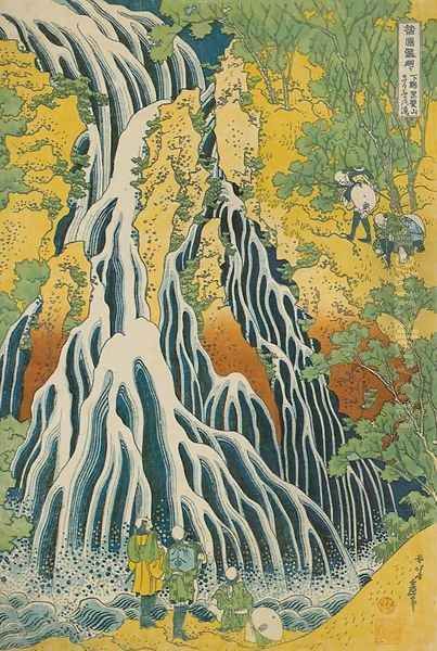 Kirifuri Waterfall at Mount Kurokami in Shimotsuke Province (Shimotsuke Kurokamiyama Kirifuri no taki) Oil Painting by Katsushika Hokusai