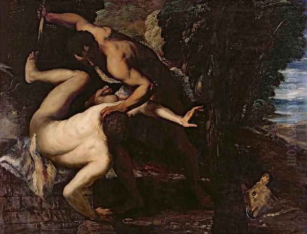 Cain slaying Abel Oil Painting by Jacopo Tintoretto (Robusti)