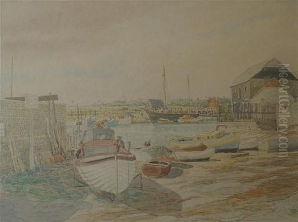 Littlehampton Dockyard Oil Painting by Sydney Maiden