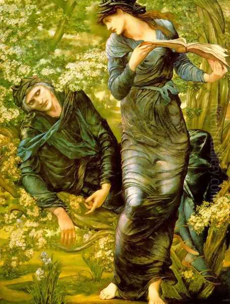 The Beguiling of Merlin Oil Painting by Sir Edward Coley Burne-Jones