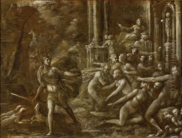 Scena Mitologica Oil Painting by Vincenzo Mannozzi