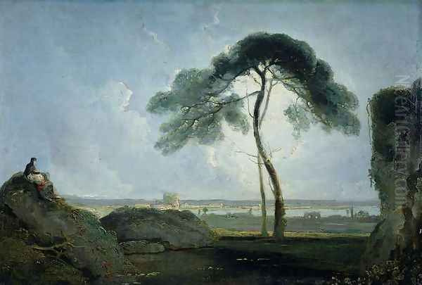 Italian Landscape with Stone Pine Oil Painting by Richard Wilson