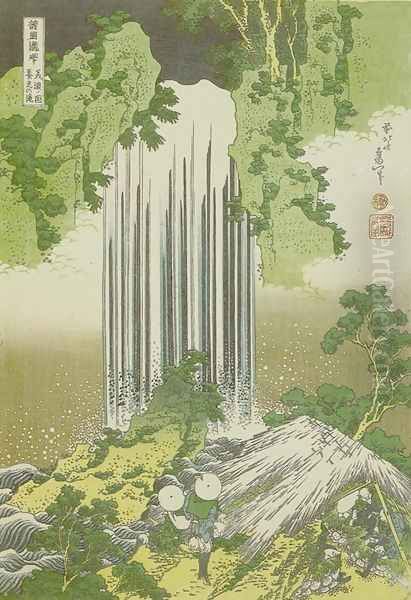 Yoro Waterfall in Mino Province (Mino no kuni Yoro no taki) Oil Painting by Katsushika Hokusai