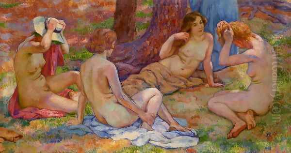 Four Bathers Oil Painting by Theo van Rysselberghe