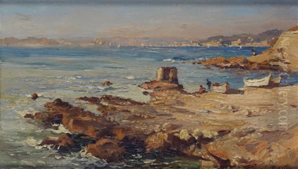 Mer A Montredon Oil Painting by Etienne Philippe Martin