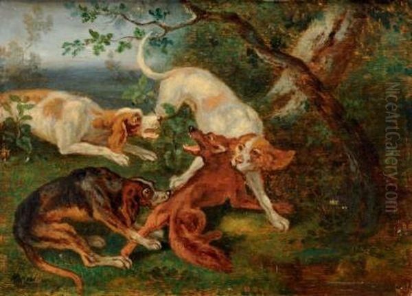 Scene De Chasse Au Renard Oil Painting by Martin Martin