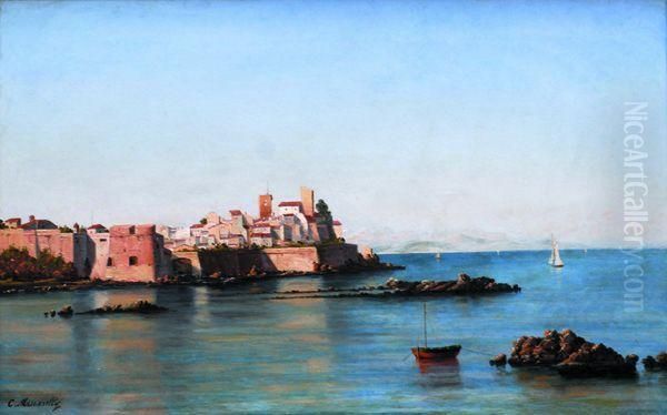 Vue D'antibes. Oil Painting by Cesar Mascarelly