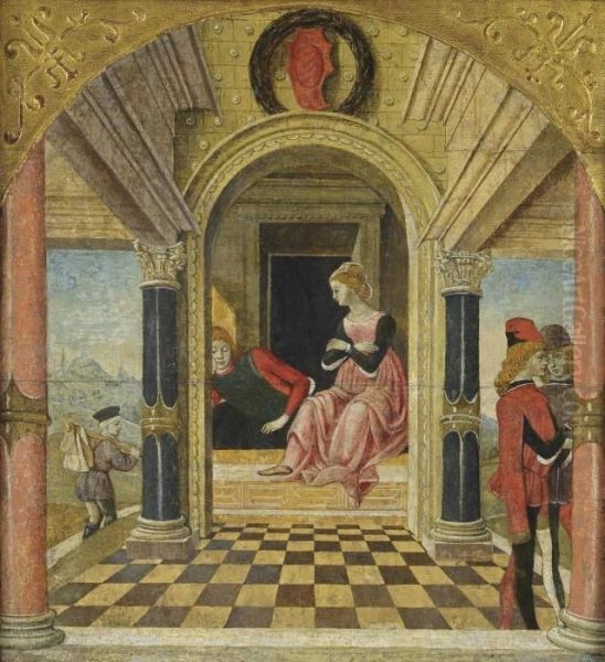 Panels Florio In The Bedchamber Of Biancifiore Oil Painting by Master Of Bentivoglio Manfredi