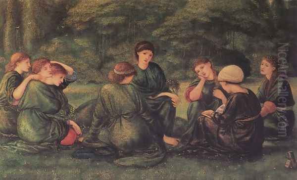 Green Summer Oil Painting by Sir Edward Coley Burne-Jones