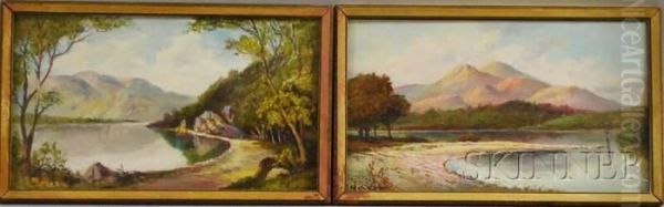 Two Mountain Lake Landscapes. Oil Painting by Frederick Matzow