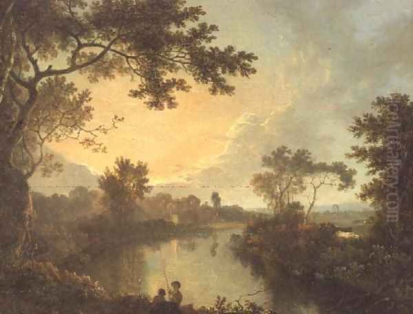 A view of the River Dee near Eaton Hall Oil Painting by Richard Wilson