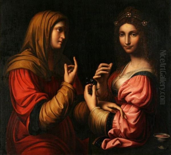 After Bernardino Luini, Vanity And Modesty by Giuseppe Mazzolani