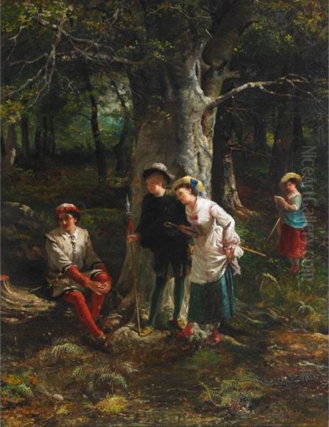 Interlude In The Forest Oil Painting by John D. Michie