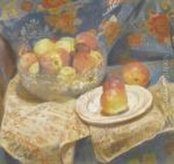 Still Life Of Apples Oil Painting by Aleksei Mikhailovich Korin