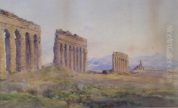 Roman Aqueduct In The Campagna Oil Painting by Caroline Saint-John Mildmay