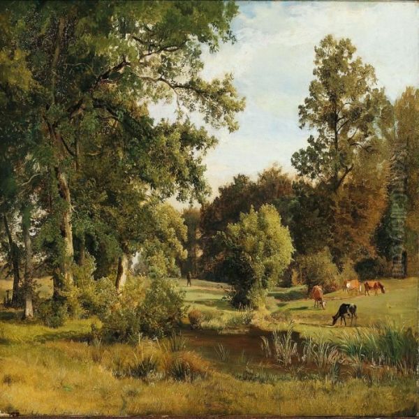 View From Dragsholm Palace Park Oil Painting by Johann Georg Paul Mohr