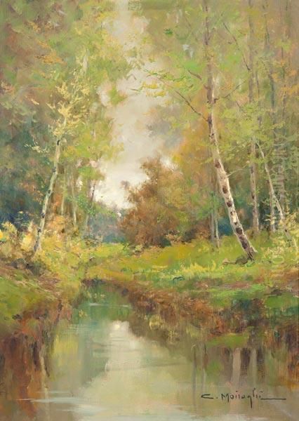 Fiume Nel Bosco Oil Painting by Cleto Moiraghi