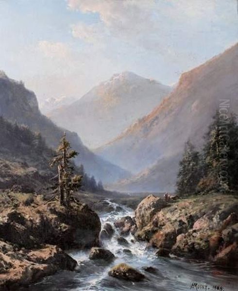 Paysage De Montagne Oil Painting by Henry Mosny