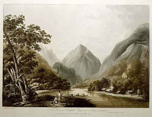 A View in Oheitepeha Bay in the Island of Otaheite, from Views in the South Seas, pub. 1791 Oil Painting by John Webber